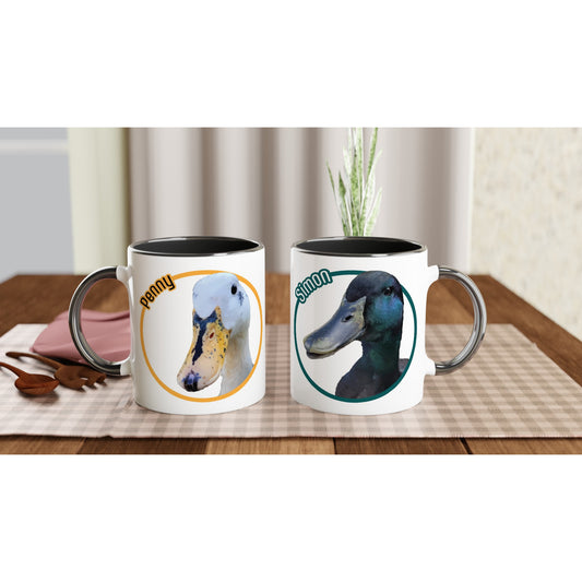 Penny & Simon - White 11oz Ceramic Mug with Color Inside